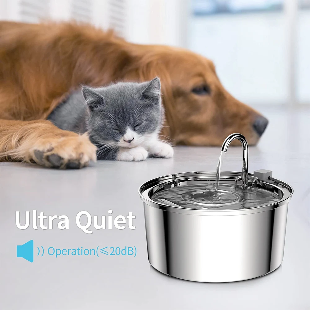 Stainless Steel Pet Water Feeder Cat Automatic Water Fountain USB Electric Mute for Cat Dog Filter Fountain Smart Drinking Bowl - Image 11