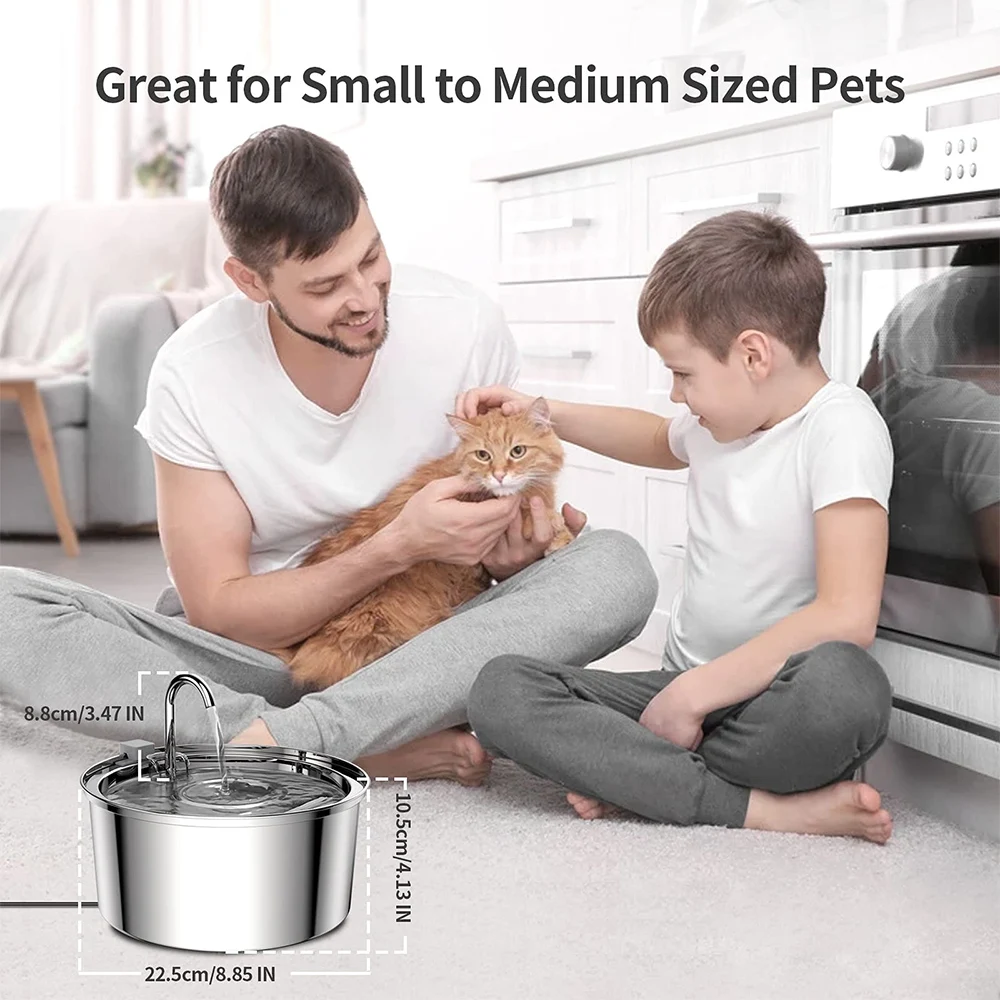 Stainless Steel Pet Water Feeder Cat Automatic Water Fountain USB Electric Mute for Cat Dog Filter Fountain Smart Drinking Bowl - Image 13