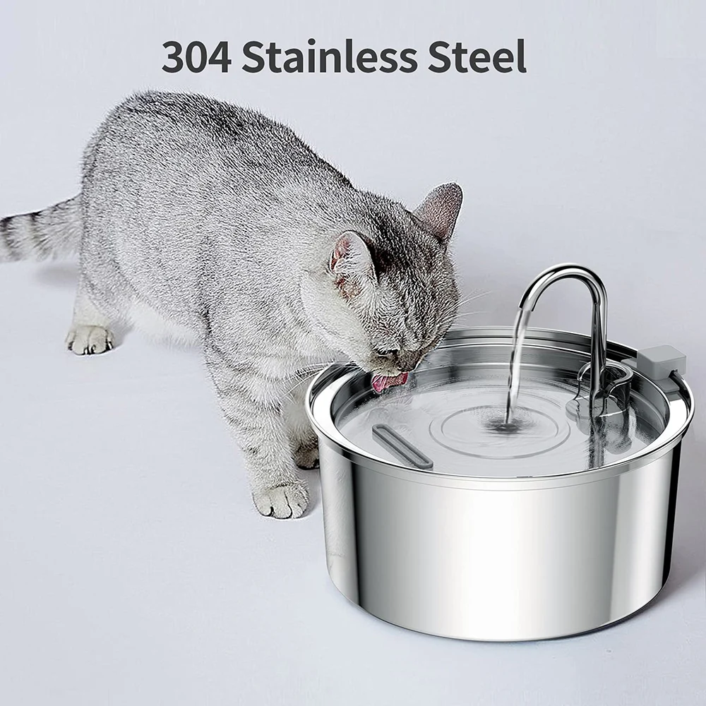 Stainless Steel Pet Water Feeder Cat Automatic Water Fountain USB Electric Mute for Cat Dog Filter Fountain Smart Drinking Bowl - Image 10