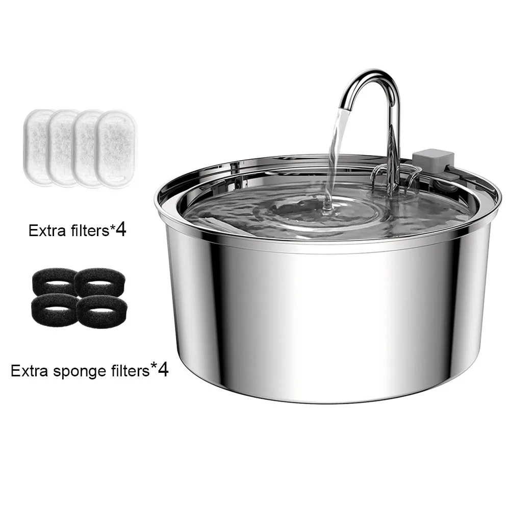 Stainless Steel Pet Water Feeder Cat Automatic Water Fountain USB Electric Mute for Cat Dog Filter Fountain Smart Drinking Bowl - Image 8